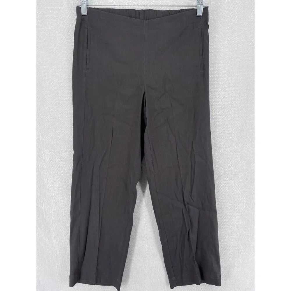 J.Jill Love Linen Size 10 Petite Gray Straight Leg Women’s Pull On Pants